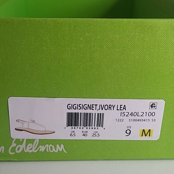 Sam Edelman gigi signet womens Leather C Ivory Thong Toe Sandal Size 9 - Picture 15 of 15